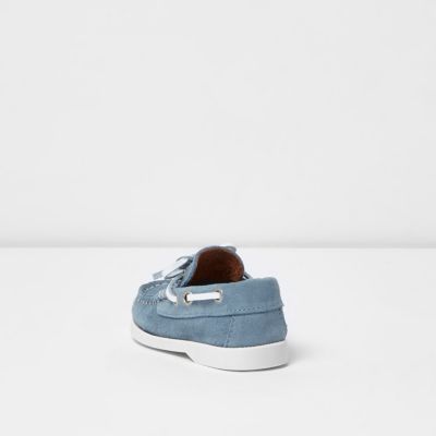 Mini boys blue suede boat shoes